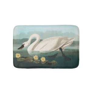 Alfombrilla De Baño cisnes de agua blanca de cisne audubon