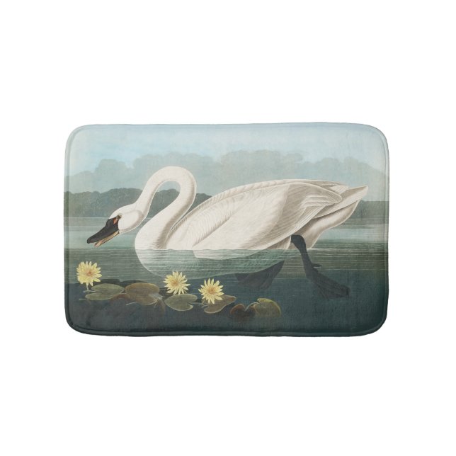 Alfombrilla De Baño cisnes de agua blanca de cisne audubon (Anverso)