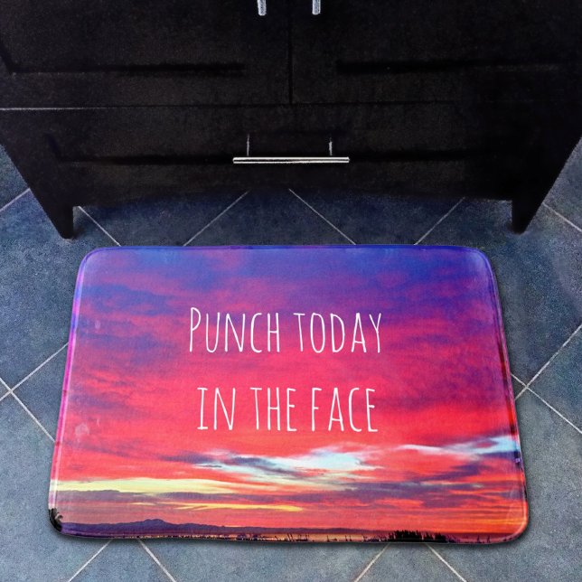 Alfombrilla De Baño Cita de hoy de Hot Pink Blue Coastal Sunset Punch (Subido por el creador)