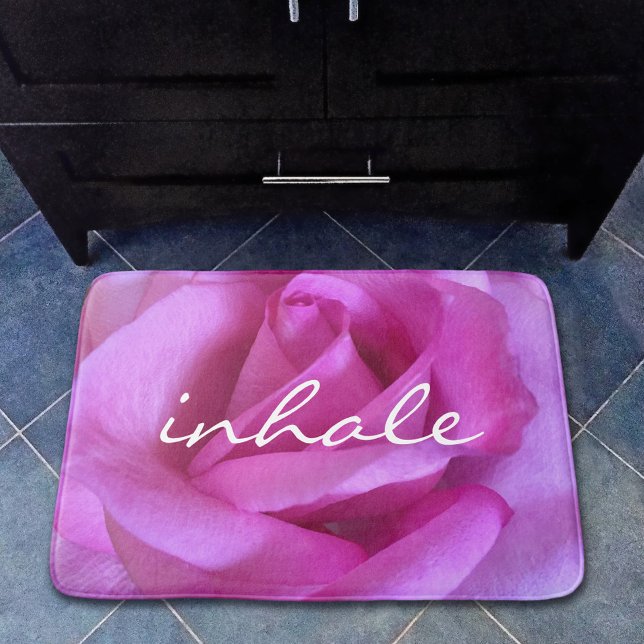 Alfombrilla De Baño Cita Inhale Rosa rosa caliente Flower Moderno (Subido por el creador)