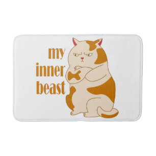 Alfombrilla De Baño Cita motivacional de gato gordo perezoso de mi bes