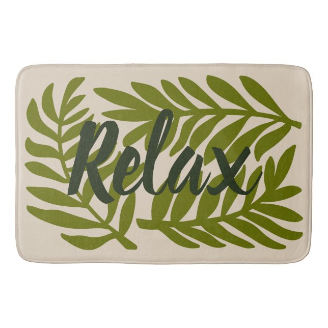 Alfombrilla De Baño Cita "Relax" sobre la naturaleza de la hoja verde  (Anverso)