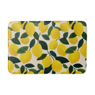 Alfombrilla De Baño Citrus Fruit Pattern Summer Lemons Mediterranean