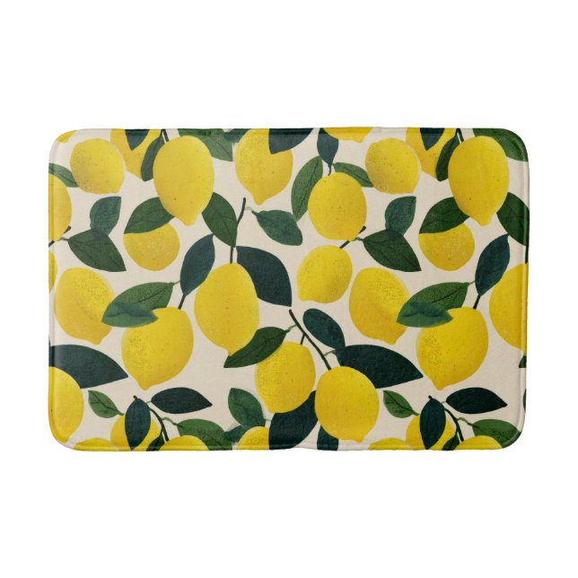 Alfombrilla De Baño Citrus Fruit Pattern Summer Lemons Mediterranean (Anverso)