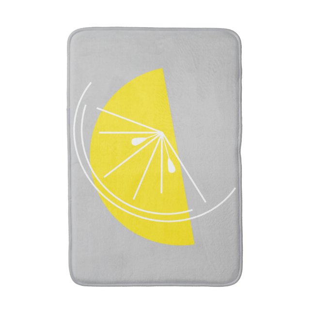 Alfombrilla De Baño Citrus Lemon Blancas mat grises (Frente vertical)