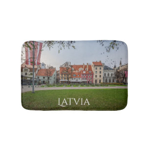 Alfombrilla De Baño Ciudad antigua de Riga en otoño