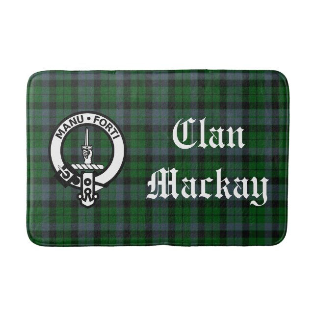 Alfombrilla De Baño Clan Mackay Escudo Badge & Tartán (Anverso)