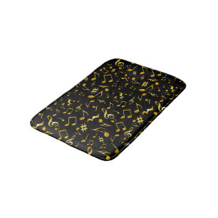 Alfombrilla De Baño Clásicas y simples notas de oro sobre negro