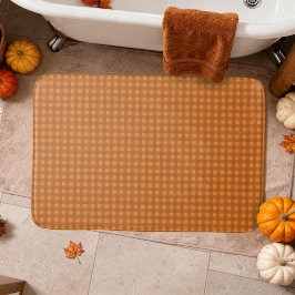 Alfombrilla De Baño Clásico Calabaza Otoño Gingham Cuadros