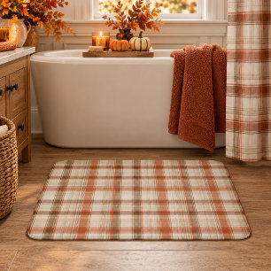Alfombrilla De Baño Clásico Cuadro de Otoño Rústico Marrón Crema Óxido