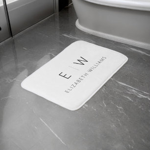 Alfombrilla De Baño Clásico Elegante Moderno Monograma Minimalista Nom