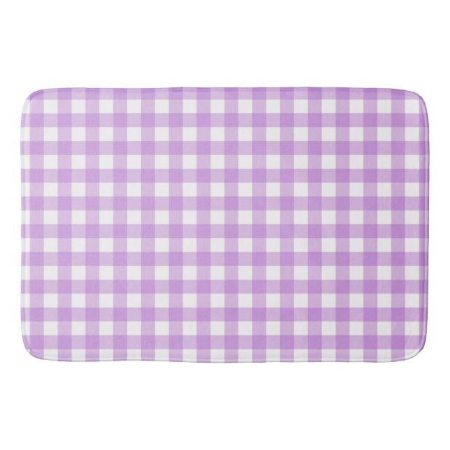 Alfombrilla De Baño Clásico Gingham Check Plaid Pattern Lilac (Anverso)