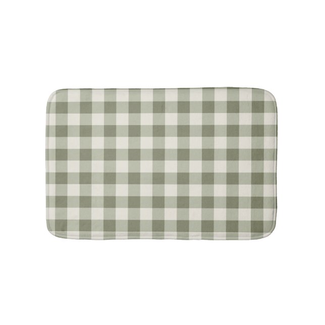 Alfombrilla De Baño Clásico Green Farmhouse Gingham Style (Anverso)