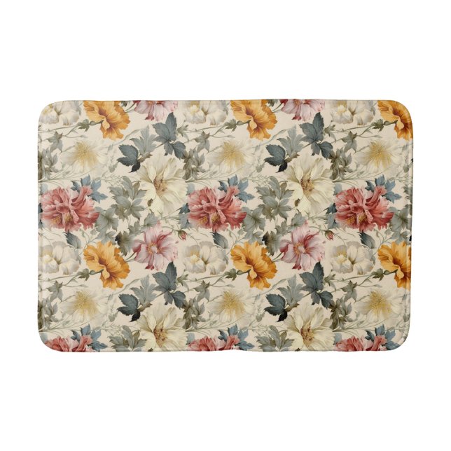 Alfombrilla De Baño Clásico hermoso acuarela noruega retro floral (Anverso)