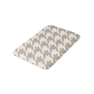 Alfombrilla De Baño Clásico Marfil Neutro Patrón de Cuadros Taupe