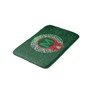 Alfombrilla De Baño Clásico Monograma Minimalista con Corona en VERDE