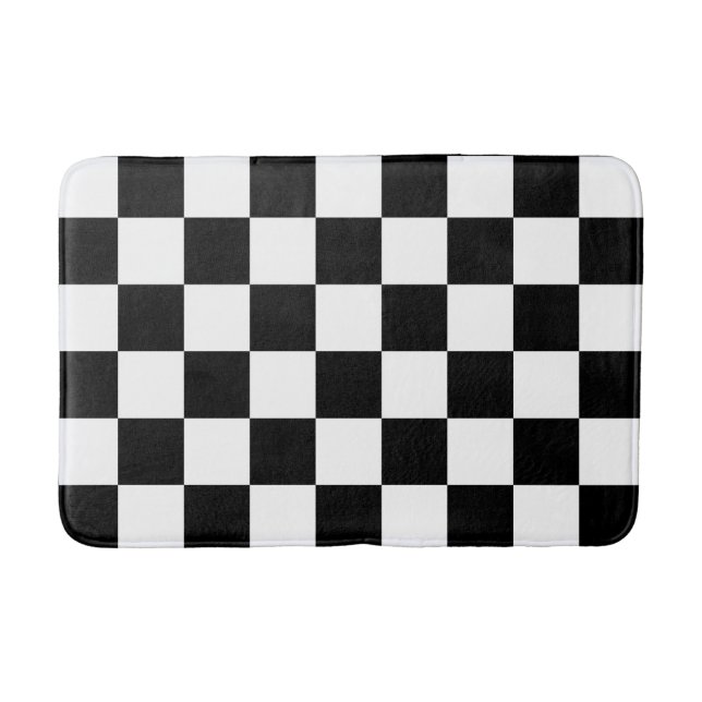Alfombrilla De Baño Clásico negro y blanco revisado (Anverso)