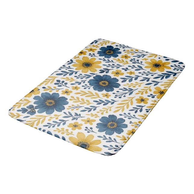 Alfombrilla De Baño Clásico patrón de arte floral étnico-mediterráneo (Angular)