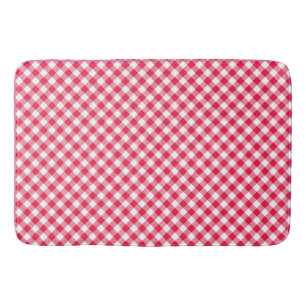 Alfombrilla De Baño Clásico Patrón de Gingham Rojo y Blanco Rústico
