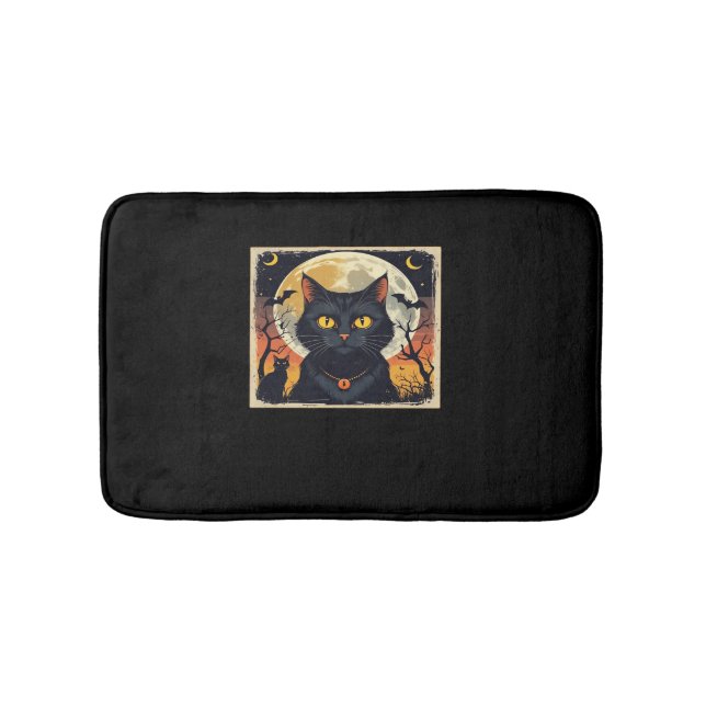 Alfombrilla De Baño Clásico Retro Black Cat Halloween T-Shirt Classic (Anverso)