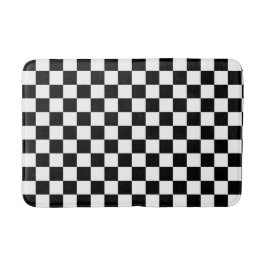 Alfombrilla De Baño Classic White with Black Square Pattern