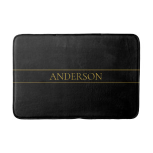 Alfombrilla De Baño Classy Personalizable Gold Text & Lines