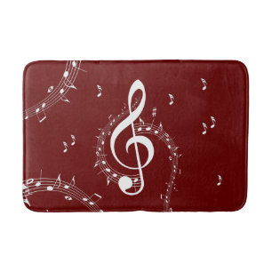 Alfombrilla De Baño Climactic G Clef Music Red