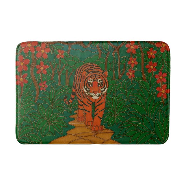 Alfombrilla De Baño Cloisonne Art Tiger on the Jungle Path (Anverso)