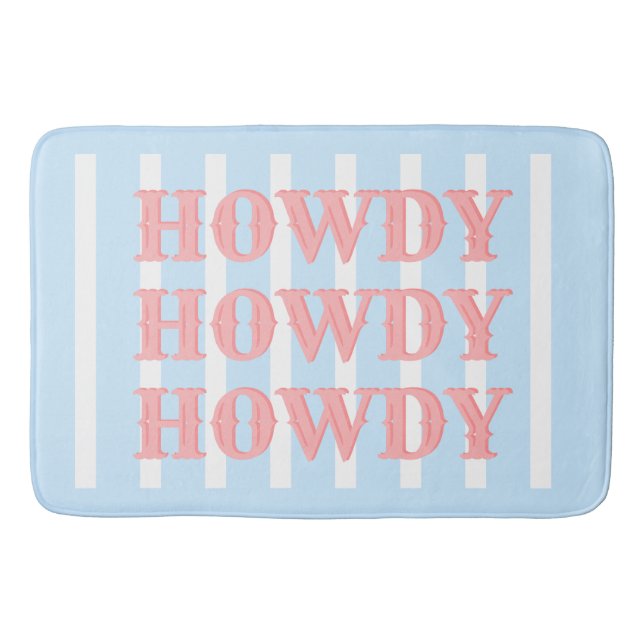 Alfombrilla De Baño Coastal Cowgirl Blue Stripes Howdy (Anverso)