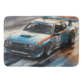 Alfombrilla De Baño Coche de Carreras azul deportivo