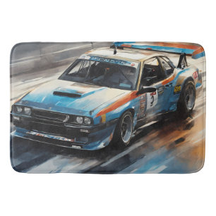 Alfombrilla De Baño Coche de Carreras azul deportivo