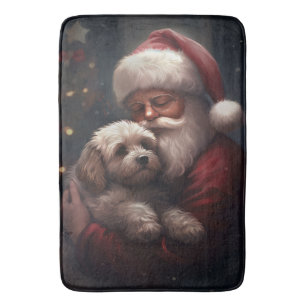 Alfombrilla De Baño Cockapoo con Navidades festivos de Santa Claus