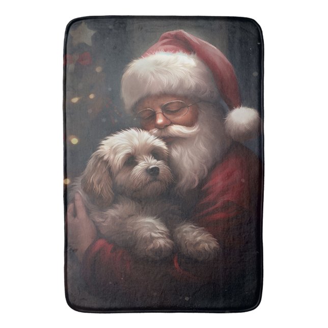 Alfombrilla De Baño Cockapoo con Navidades festivos de Santa Claus (Frente vertical)