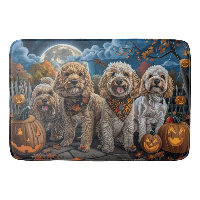 Alfombrilla De Baño Cockapoo Halloween Espeluznante (Anverso)