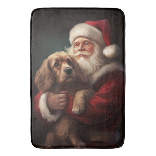 Alfombrilla De Baño Cocker Spaniel con Santa Claus Festivo de Navidad