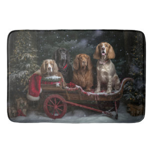 Alfombrilla De Baño Cocker Spaniel Trineo Nevado Decoración Navidad 
