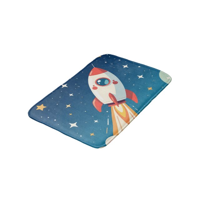 Alfombrilla De Baño Cohete espacial lindo despegando (Angular)