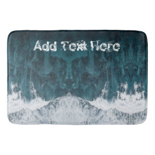 Alfombrilla De Baño Colapso de olas oceánicas con texto personalizado