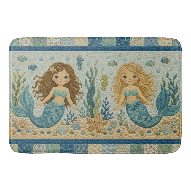 Alfombrilla De Baño Colcha de Sirena Bonita (Anverso)