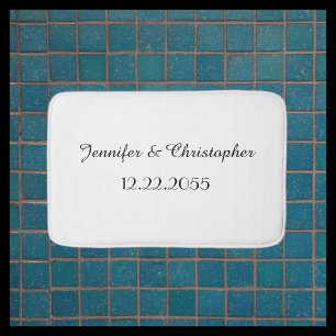 Alfombrilla De Baño Colchón de scripts personalizados en blanco y negr
