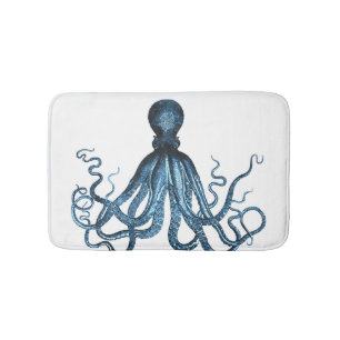 Alfombrilla De Baño Colchones de baño blanco azul de la playa del oc