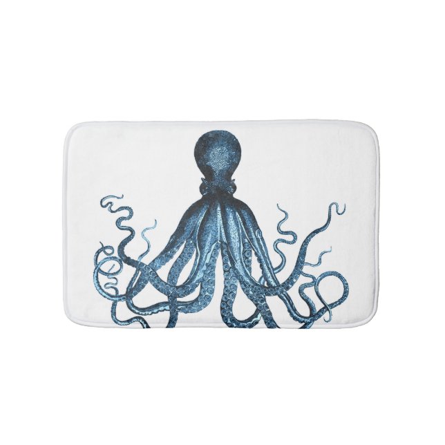 Alfombrilla De Baño Colchones de baño blanco azul de la playa del océa (Anverso)