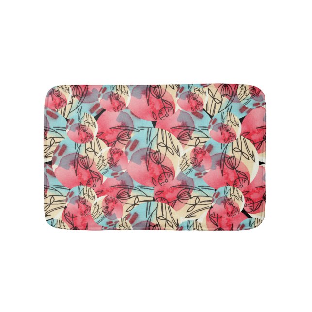 Alfombrilla De Baño Cold Warm Watercolor Floral Geométrico (Anverso)