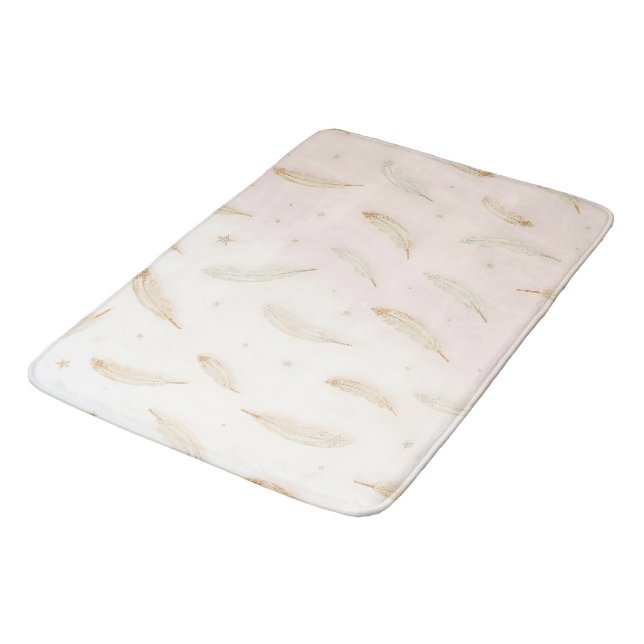 Alfombrilla De Baño Colección Boho de Plumas Modernas de Lujo (Angular)