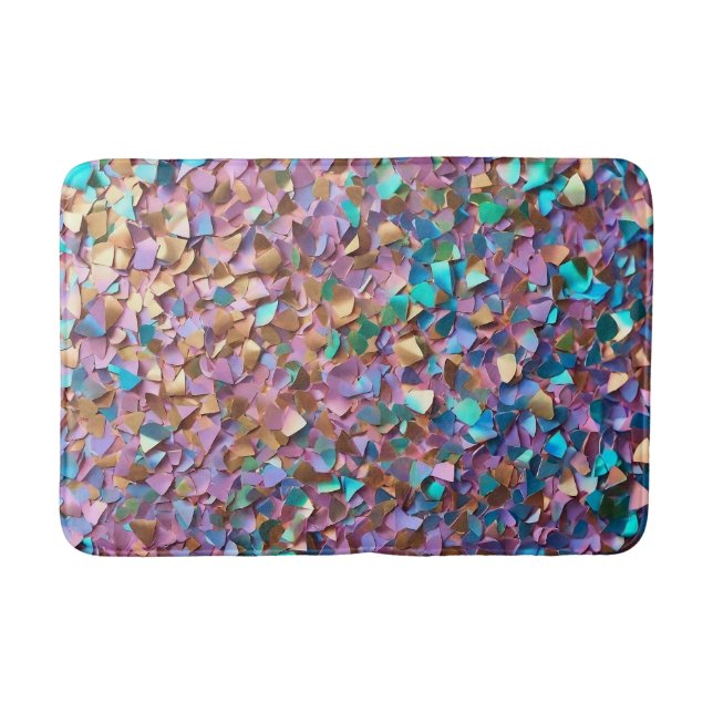 Alfombrilla De Baño Colección holográfica opal moderna purpurina (Anverso)