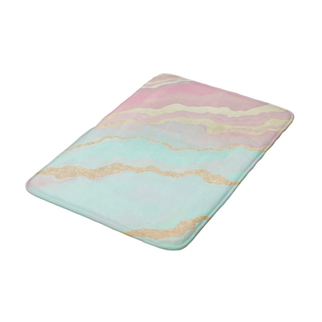 Alfombrilla De Baño Colección Popular de Lujo Rosa Mint Gold (Angular)
