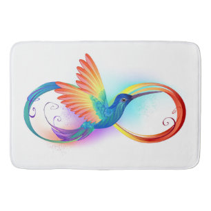 Alfombrilla De Baño Colibrí arcoíris con símbolo de infinito