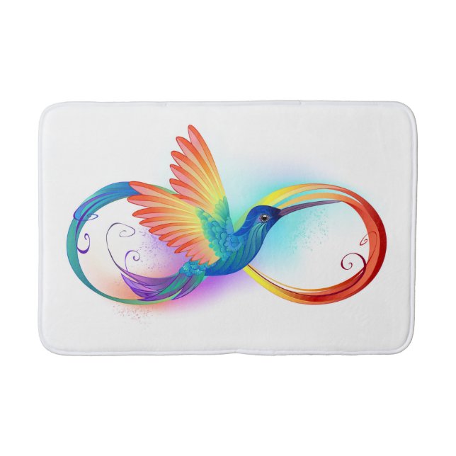 Alfombrilla De Baño Colibrí arcoiris con símbolo Infinity (Anverso)