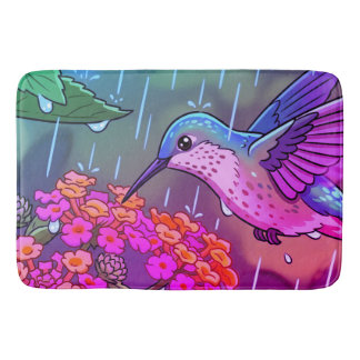 Alfombrilla De Baño Colibrí bebiendo néctar de flores de Lantana i