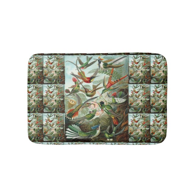 Alfombrilla De Baño Colibríes de Ernst Haeckel, aves vitícolas (Anverso)